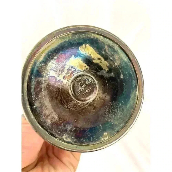 VTG Pair Leonard Silver Toned Brass Tarnished Goblets Chalice - Picture 11 of 15